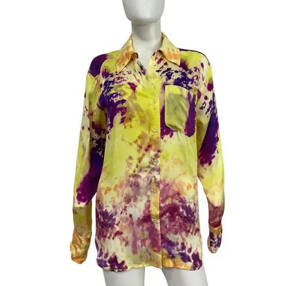 L'Academie Vibrant Yellow Lenae Shirt Size S - Picture 2 of 5